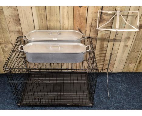 A Selection Of miscellaneous; Two vintage fish smokers, musical sheet stand &amp; Foldable pet cage