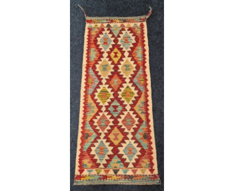 Hand Knotted Chobi Kilim Runner rug. [150x60cm] 