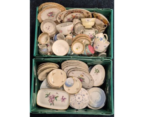 Two Crates of Porcelain Tea wares; Royal Copenhagen tea ware, Victorian tea wares &amp; others