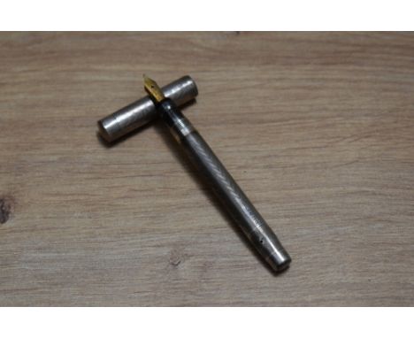 A Mabie Todd &amp; Co Swan leverless twist fill fountain pen in engine turned hallmarked silver having Swan 2 14CT Mabie Todd