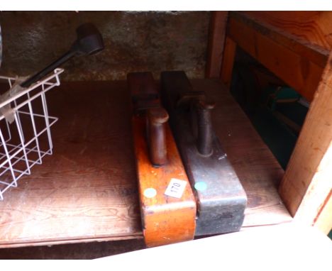 Two vintage wood jack planes