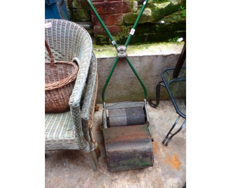 Vintage Ransomes  Ajax cast metal push lawn mower
