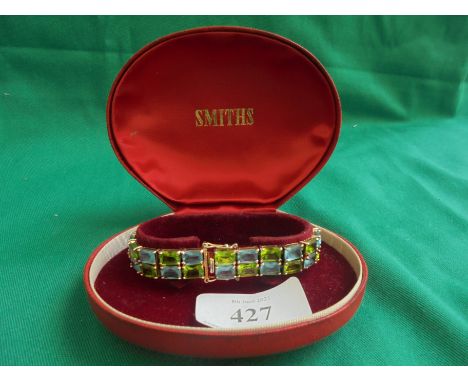 Silver gilt blue and green gemstone bracelet 