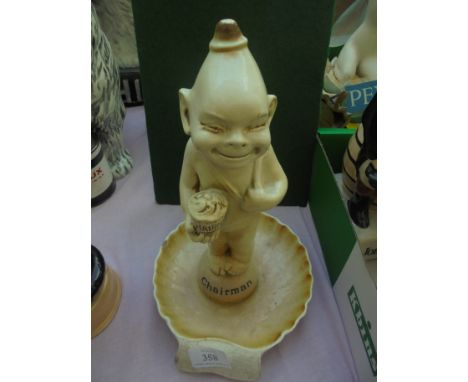 Very rare figure on stand in ceramic and holding to hand a container stating 'Chairman' and additionally to base the word 'Ch