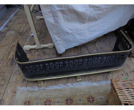 Victorian high brass and black painted fireguard of the Victorian era