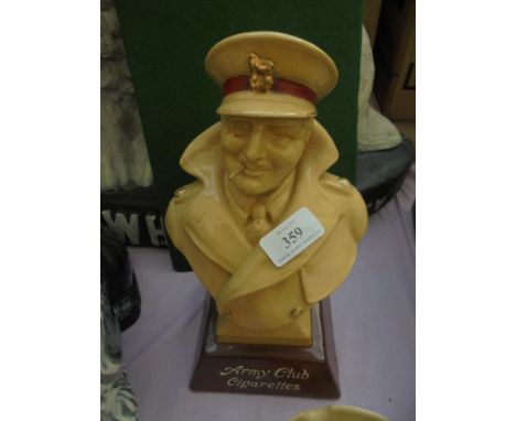 Very rare ceramic figure of an Army Officer with cigarette to mouth and monocle with base stating 'Army Club Cigarettes'