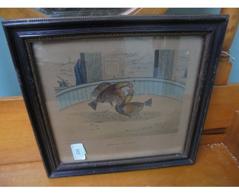 Set of 6 19th Century coloured cock fighting prints by G R Stock with descriptive captions and each plate has (proof in right