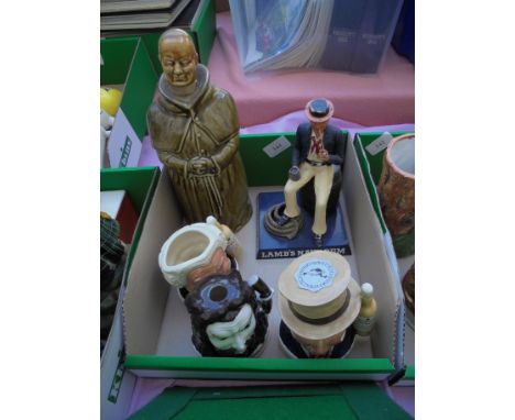 5 figures being Gentleman in top hat with bottle to side wording 'Dewars Fine Scotch Whisky' white label and Dewars to base, 