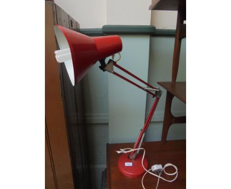 Large 3 point angle poised lamp in red circa 1960