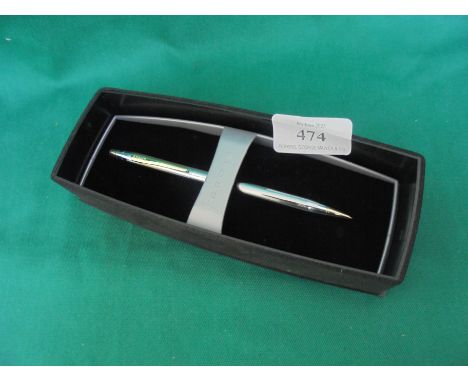 { Group of lots:  474, 475 } Cross retractable pencil, silver and gold in presentation box
