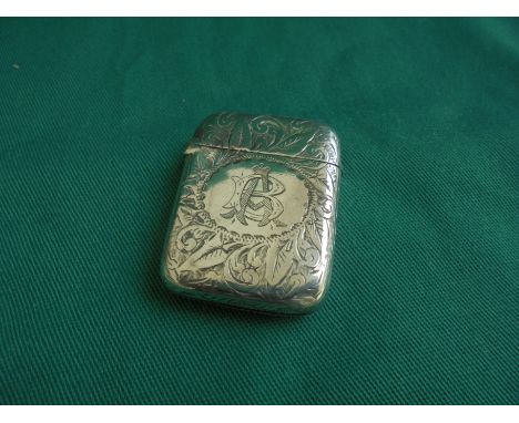 Engraved silver Vesta case, Birmingham 1895