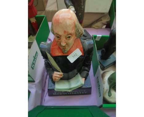 Ceramic figure of Shakespeare reading a book with quill to hand and base, Pick Flowers Brewmaster