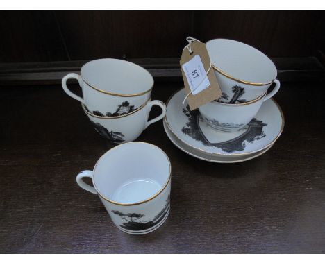 4 Spode 19th century porcelain tea cups with 2 saucers and coffee can