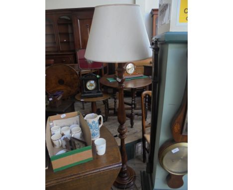 Mahogany turned standard lamp on circular base