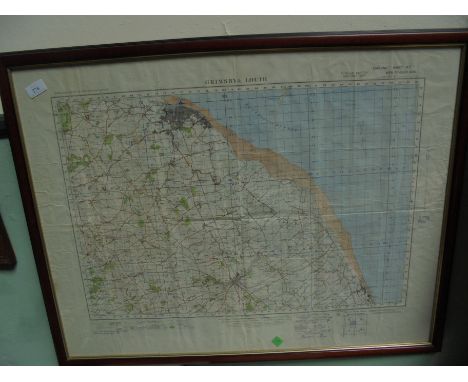 Large Ordnance Survey map of England and Wales entitled Grimsby &amp; Louth, popular addition 1" map England sheet 40, War re