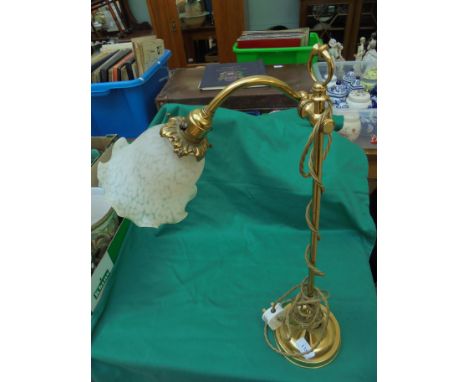 Brass lamp with a fluted glass shade re-wired in 2013 with cord flex
