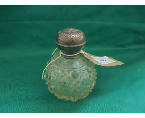 Similar cut glass perfume bottle with silver top, Birmingham 1912