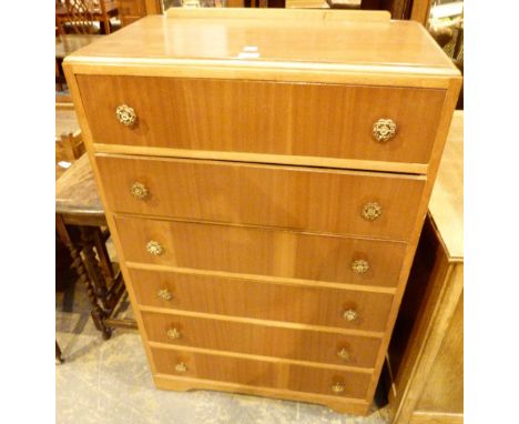 Vintage set of three long drawers, 76 x 40 x 78 cm and a six drawer walnut chest of drawers