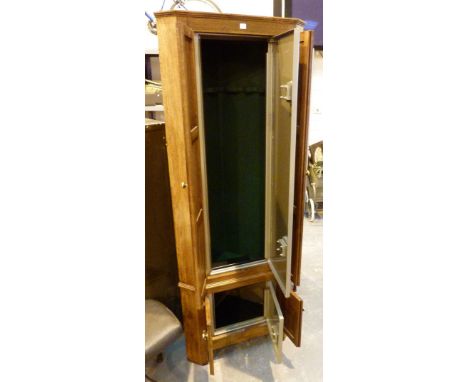 Light oak corner unit concealing a lockable steel gun cabinet and ammunition safe, H: 178 cm ( key in office )