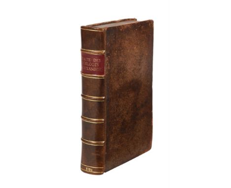 Ɵ ALLEXANDRE, DOM JACQUESTRAITE GENERAL DES HORLOGESHippolyte-Louis Guerin and Jacques-Guerin, first edition Paris 1734, 387 