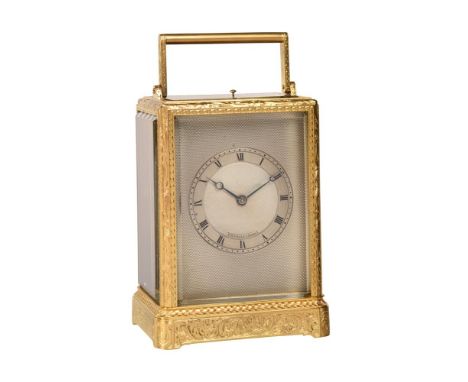 A FINE FRENCH ENGRAVED GILT BRASS REPEATING CARRIAGE CLOCK IN ONE-PIECE CASEBOLVILLER, PARIS, CIRCA 1840-50 The eight-day bel