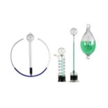 FOUR BLOWN TEMPERED GLASS SIMPLE BAROMETERS