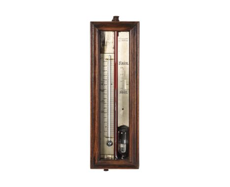 A RARE AMERICAN WALNUT CASED MERCURY 'UNION' BAROMETER CURRIER AND SIMPSON, THIRD QUARTER OF THE 19th CENTURYThe ogee moulded