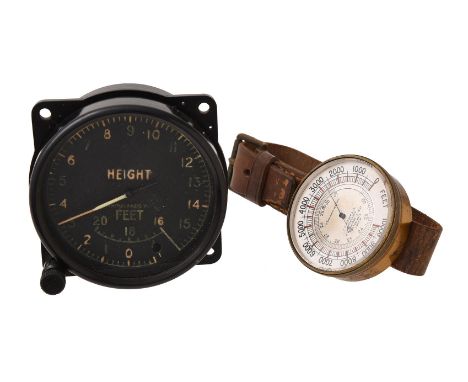 AN EARLY AVIATOR'S ANEROID WRIST BAROMETER WITH ALTIMETERF.E. BECKER AND COMPANY, LONDON, EARLY 20th CENTURYThe 2.25inch circ