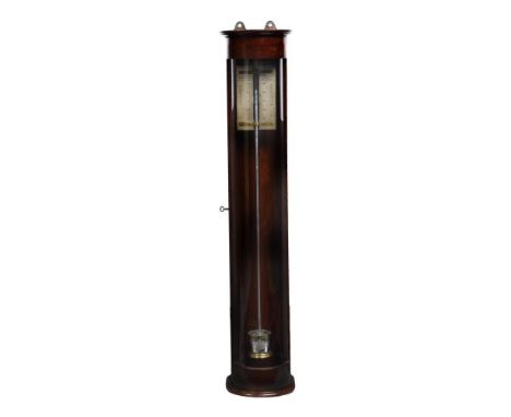 AN UNUSUAL MERCURY TUBE DEMONSTRATION STICK BAROMETER IN BOW-FRONTED GLAZED MAHOGANY CASECHADBURN, LIVERPOOL, CIRCA 1860With 