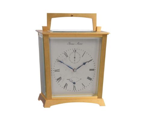 A FINE GILT BRASS EIGHT-DAY CHRONOMETER CARRIAGE TIMEPIECETHOMAS MERCER, ST, ALBANS, NO. 1210, 1974The gilt four pillar singl
