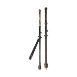 TWO BRASS KEW-PATTERN MERCURY MARINE STICK BAROMETERS