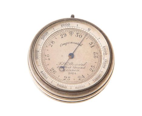 A SMALL SILVER CASED ANEROID POCKET BAROMETER WITH ALTIMETERJ.H. STEWARD, LONDON, LATE 19th CENTURYThe 1.125 inch circular si