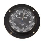 A SCARCE VINTAGE MOTORING ANEROID BAROMETER WITH ALTIMETER