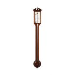 A GEORGE III STYLE LINE-INLAID MAHOGANY MERCURY STICK BAROMETER