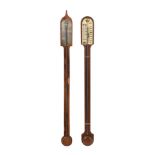 TWO DECORATIVE MERCURY STICK BAROMETERS