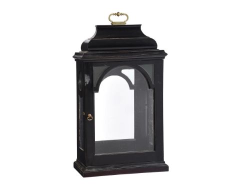 AN UNUSUAL LARGE GEORGE II/III EBONISED OVERSIZE TABLE CLOCK CASEANONYMOUS, MID 18th CENTURYThe inverted bell-top superstruct