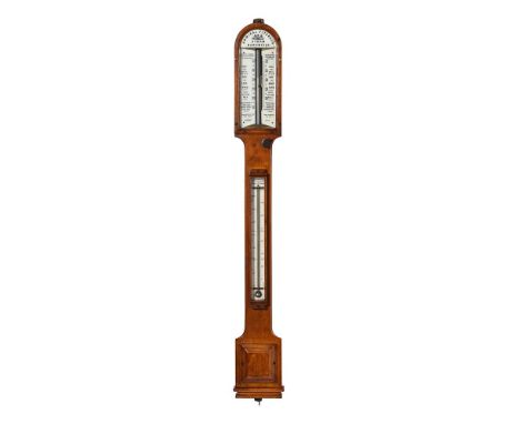 A VICTORIAN OAK MERCURY 'ADMIRAL FITZROY'S STORM BAROMETER'NEGRETTI AND ZAMBRA, LONDON, CIRCA 1870The arched bevel-glazed dou