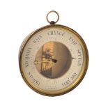 A BRASS BOURDON-PATTERN ANEROID 'METALLIC BAROMETER'