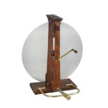 A LARGE ENGLISH RAMSDEN-TYPE GLASS FRICTION PLATE ELECTROSTATIC GENERATOR