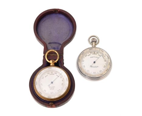 TWO ANEROID POCKET BAROMETERS WITH ALTIMETERSDOLLOND, LONDON, LATE 19th CENTURYBoth with 1.75 inch circular silvered register