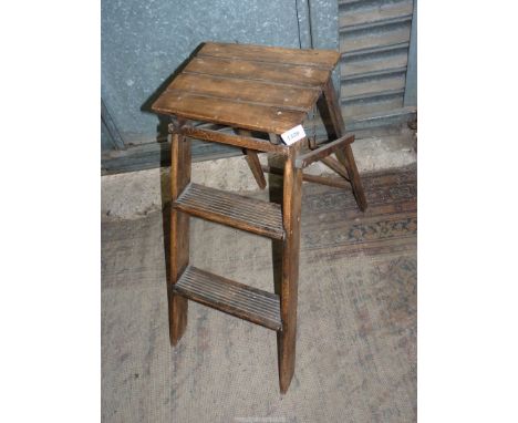 An appealing Satinwood framed folding three stage Step Stool, 21" x 12" x 21 3/8'' high.