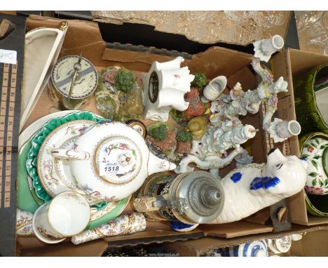 A quantity of china to include: Aynsley "Greenfinch", Crown Staffordshire trinket pot, a Coalport tea pot and stand, Stein, e