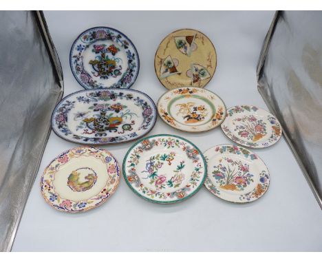 A quantity of mostly Victorian plates including Spode 'Spode Gobelin' Wedgwood etc.