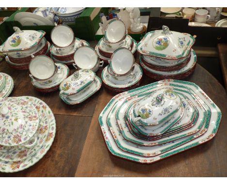 An extensive Copeland late Spode dinner service, 12 each dinner, side plates and soup coup stands, ten coups, eighteen desser