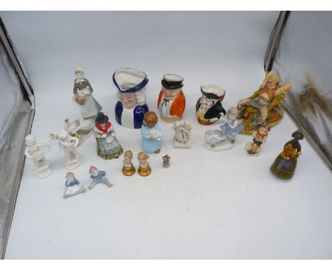 A quantity of miscellaneous china to include: an Oeslau W Goebel figure, Wood and Sons Toby jug, two small Capodimonte busts,