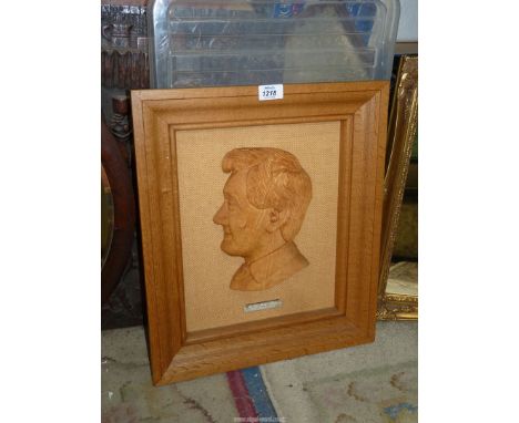 A substantial Oak framed portrait carved by Ian Arthurs, the frame by John Bonser, 16" x 19" x 2 1/2" deep.