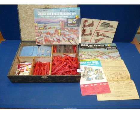 A "Chad Valley" Girder and Panel, a Bridge and Roadways, building set and plans from the 1950's.