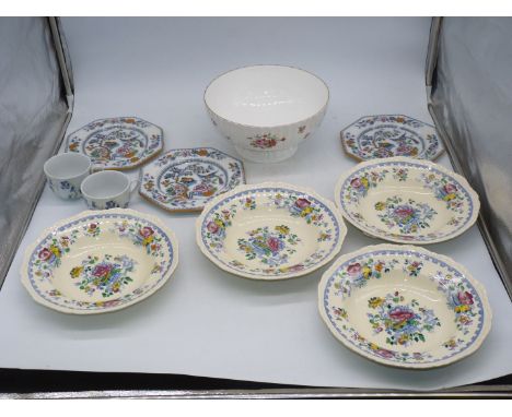 A Royal Worcester footed bowl, Mason's soup dishes and octagonal side plates etc.