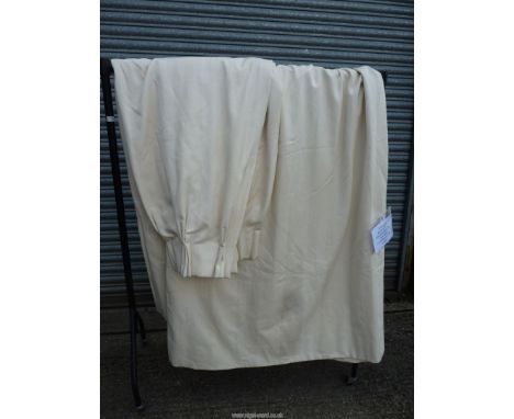 A pair of bespoke homemade Curtains in light cream, weighted hem and pleated heading, 7' drop x 8' 6" wide