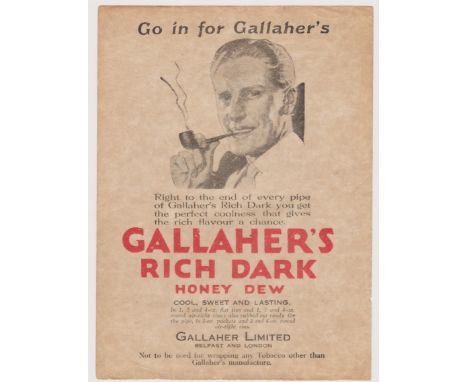 Tobacco - Gallahers Rich Jack Honey Dew advertisement/leaflet, black and red. 4"x 6" and in fine condition. 